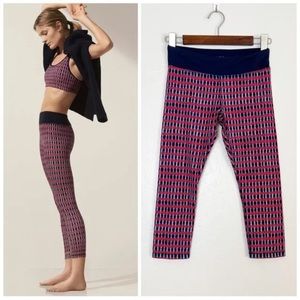 TORY BURCH SPORT Women Size M Navy Blue Red Print Kusari Low Rise Capri Legging